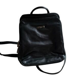 Wilsons Leather Pelle Studio Italian Black Leather Mini Backpack Portable Bag